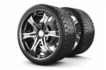 Fototapeta premium Car wheels icon, tire silhouettes, rim symbol, auto wheels sign, car tyre pictograms, automobile service logo