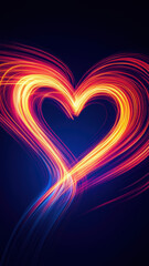Heart-shaped neon glow with motion blur
