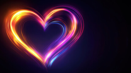 Abstract neon heart with fast-moving light