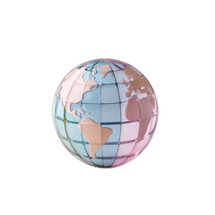 A colorful globe displaying continents and oceans, symbolizing global connection and exploration for travel and education. transparent background