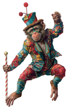 PNG  Colorful circus monkey costume