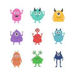 Cute monster icon. Hand drawn style. collection of isolated illustrations