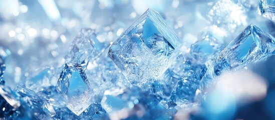 Elegant blue abstract 3D rendering of fresh ice crystals showcasing a chilled and modern aesthetic with a jewel like appearance High resolution image capturing the essence of coolness