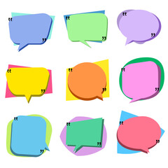 Speech chat bubble talk balloon, vector graphic. Text message communication illustration symbol set in doodle. Word speak icon collection sticker banner. Comic cartoon dialogue, think, comment, quote.