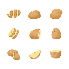 Potato hand drawn style icon. collection of isolated cartoon illustrations