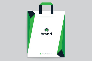Green color shopping bag design