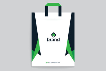 Green color shopping bag design