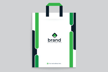 Green color shopping bag design
