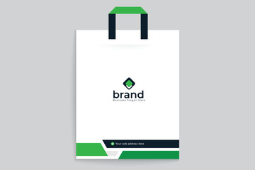 Green color shopping bag design