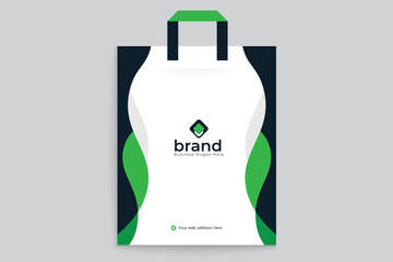 Green color shopping bag design