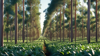 Fototapeta premium The Beauty of Eucalyptus Garden: Refreshing Green Forest