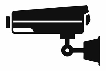 cctv camera silhouette on white background. vector illustration