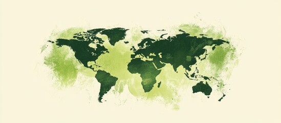 Abstract World Map Showcasing Sustainable Connectivity Carbon Neutrality Vision Eco Friendly Policies Climate Action Objectives Global Business Teamwork Leadership Esg Environmental