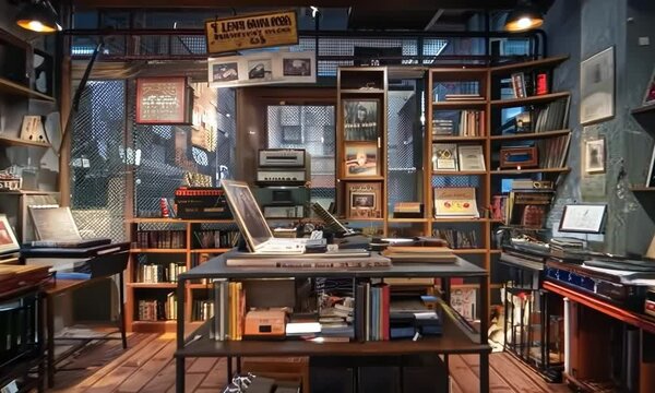 Old-school record store with vinyl albums, Video