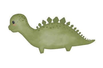 Dinosaur stegosaurus illustration watercolor color children's light and bright for design printing and web use
