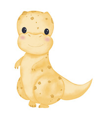 Dinosaur theranosaurus yellow illustration watercolor color children's light and bright for design printing and web use