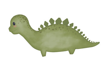 Dinosaur stegosaurus illustration watercolor color children's light and bright for design printing and web use
