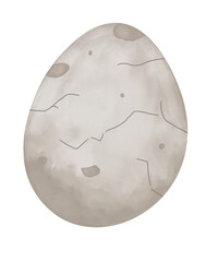 Dinosaur egg with cracks spotted watercolor digital style illustration color children's light and bright for printing and web use