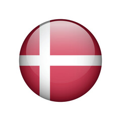 Obraz premium National flag of Denmark. Round icon flag vector illustration