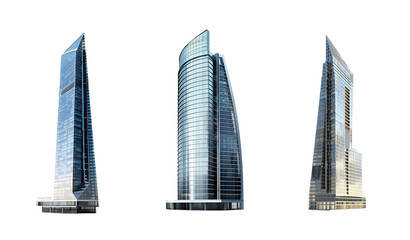 Naklejka premium Modern Glass Skyscraper Architecture isolated on transparent background