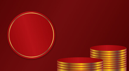Red with line gold on gradient background texture. Vector Illustration