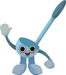 wok spatula mascot wave hand and smile © LOGTRASI