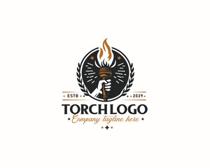 Obraz premium Set bundle Burning Torch fire flame logo design for business company 