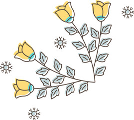 Naklejka premium Flat Monoline Floral Corner Illustration