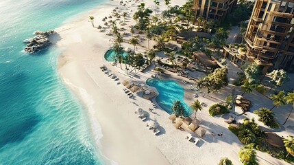 Fototapeta premium beachfront Dubai hotel with direct access to a pristine, white sandy beach