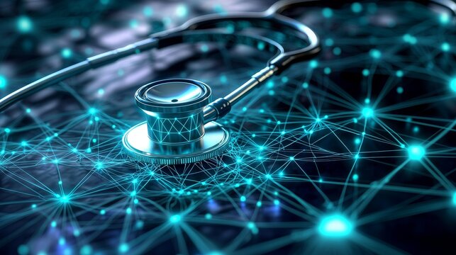 Stethoscope on a Network of Light, healthcare , technology , medical