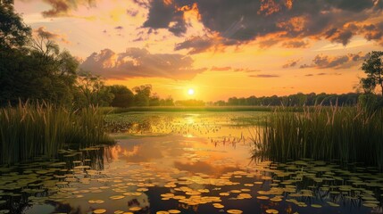 Obraz premium The evening sunset s natural scenic atmosphere
