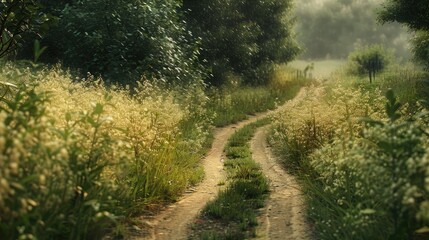 Obraz premium The Path to Rural Field Nature