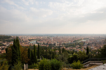 Panoramic view of Verona from Santuario della Madonna di Lourdes, Verona, Italy