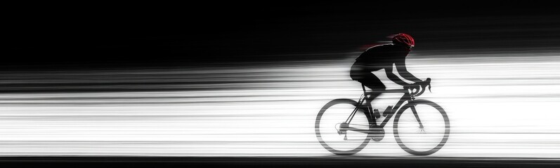 Obraz premium Blurred image of a person riding a bike on a road