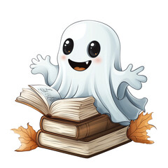 Obraz premium cartoon Halloween cute boo ghost teacher