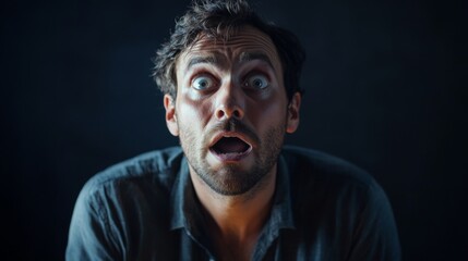 Fototapeta premium Stunned man feeling scared isolated with white highlights