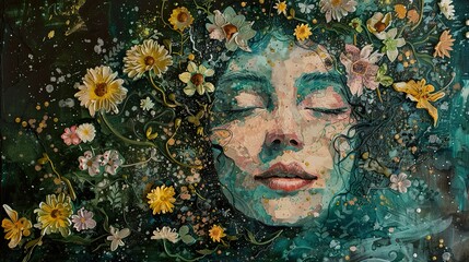 Woman Surrounded by Flowers