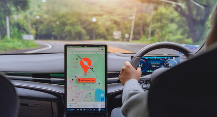 Lost GPS signal on car's touchscreen navigation system during a road trip