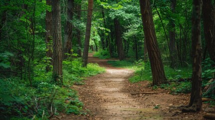 Obraz premium Trail with Green Trees for Relaxing Walks in Nature