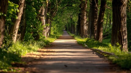 Fototapeta premium Trail with Green Trees for Relaxing Walks in Nature