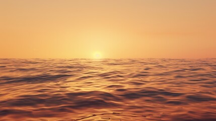 Obraz premium Tranquil ocean under clear orange sky