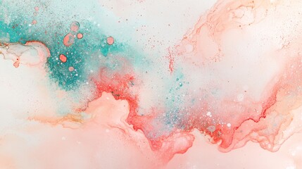Obraz premium abstract background of water color splash, pastel pink red orange color, draw on rough paper