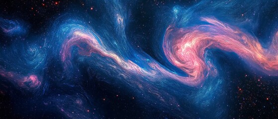 Vibrant cosmic patterns with swirling shades of blue and pink, evoking a sense of wonder