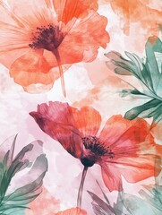 Fototapeta premium abstract background of water color splash, pastel color, green brown orange tone. draw on rough paper. 