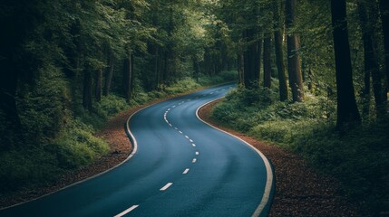 Fototapeta premium Road Winding Through Dense Forest