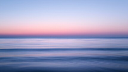Obraz premium Calm Water at Sunset, a Long Exposure Photograph of the Ocean, Minimalist, Ocean, Sunset, Seascape