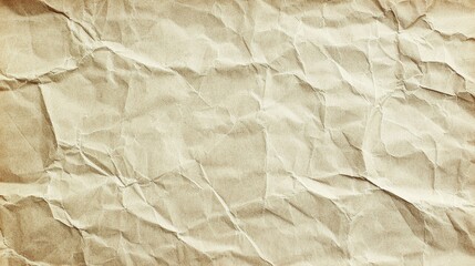 Obraz premium Crumpled Paper Texture - Close-up of a Creased Brown Paper Surface, texture, abstract, background