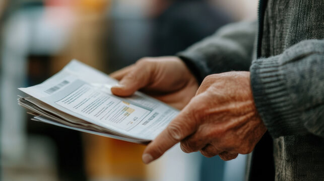 Close up of voter guide booklet held in persons hands, showcasing important information for upcoming election. image captures significance of civic engagement and informed voting