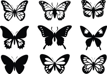 Different butterflies set. Vector illustration