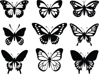 Naklejka premium Different butterflies set. Vector illustration